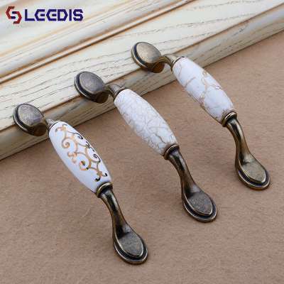 LEEDIS Reasonable price ceramic retro luxury furniture decorative handle Wholesale furniture hardware decoration accessories