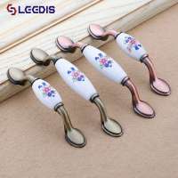 LEEDIS hardware supplier retro decoration ceramic porcelain furniture cabinet handle hardware decoration accessories