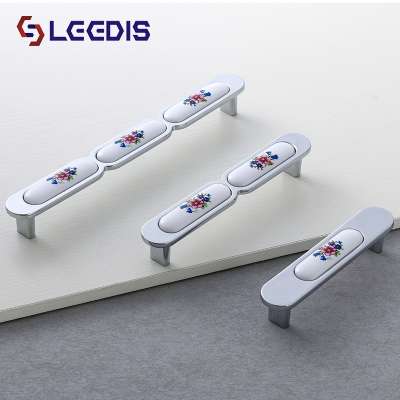 LEEDIS Professional customization zinc alloy ceramic printing modern cabinet handle Wholesale furniture hardware decoration